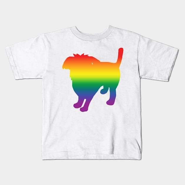 Pride Rainbow Gradient Silhouette Dog Kids T-Shirt by ellenhenryart